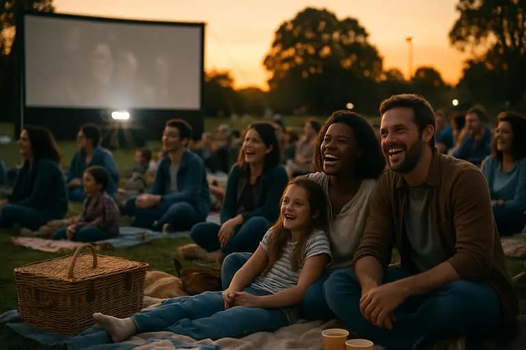 Family choosing a movie from a free streaming menu at home