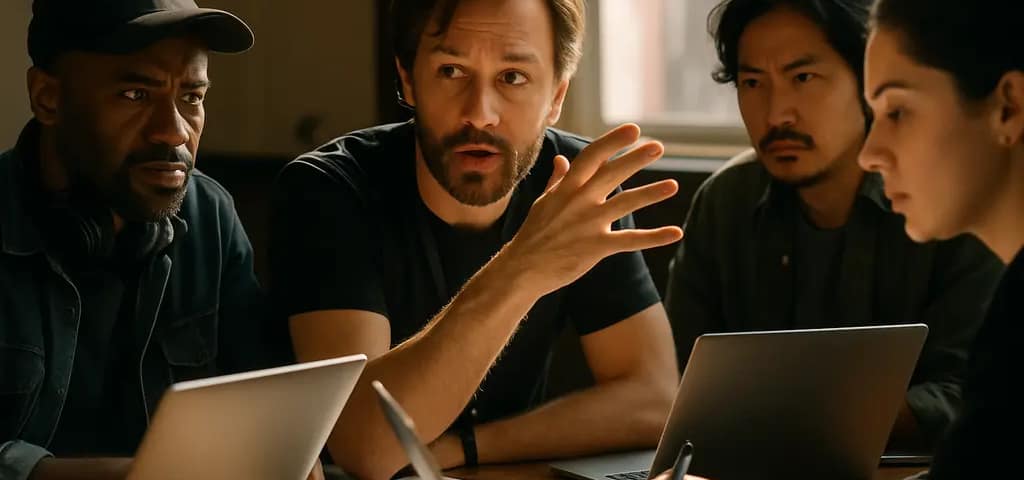 DGA MGM Lawsuit documents beside a laptop showing a streaming interface