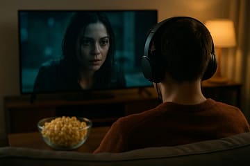 Apple TV rise shown through viewers comparing streaming choices on a living room screen